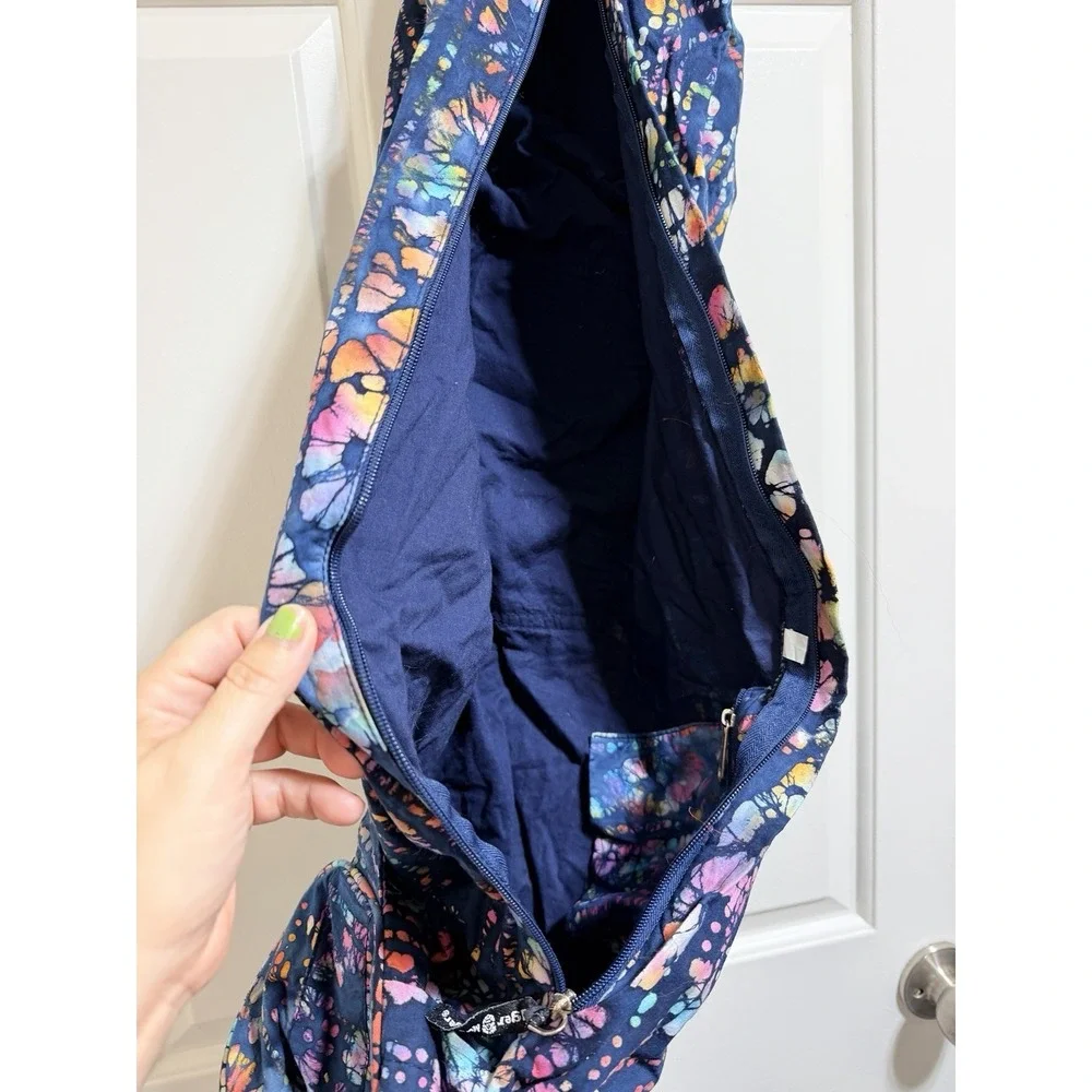 Hugger Mugger Yoga Mat Bag Colorful Batik Cotton Two Pocket Zip Up Hippy Artsy